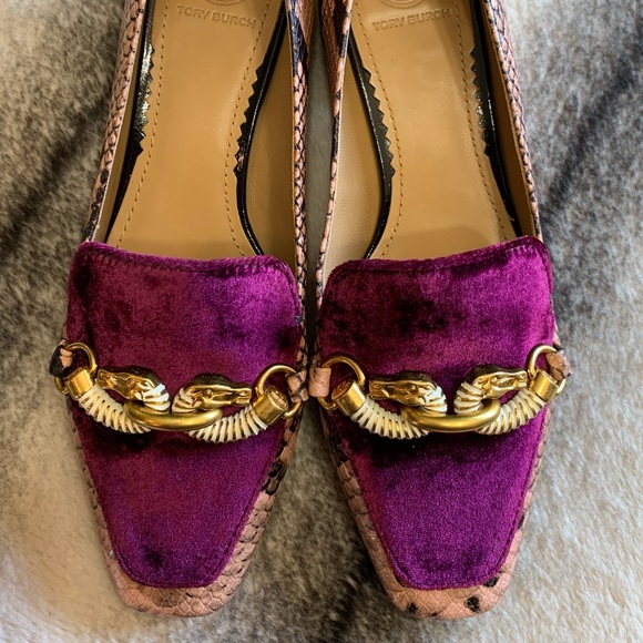 { Tory Burch } Velvet Loafer Blush Roccia Snake - Picture 5 of 8